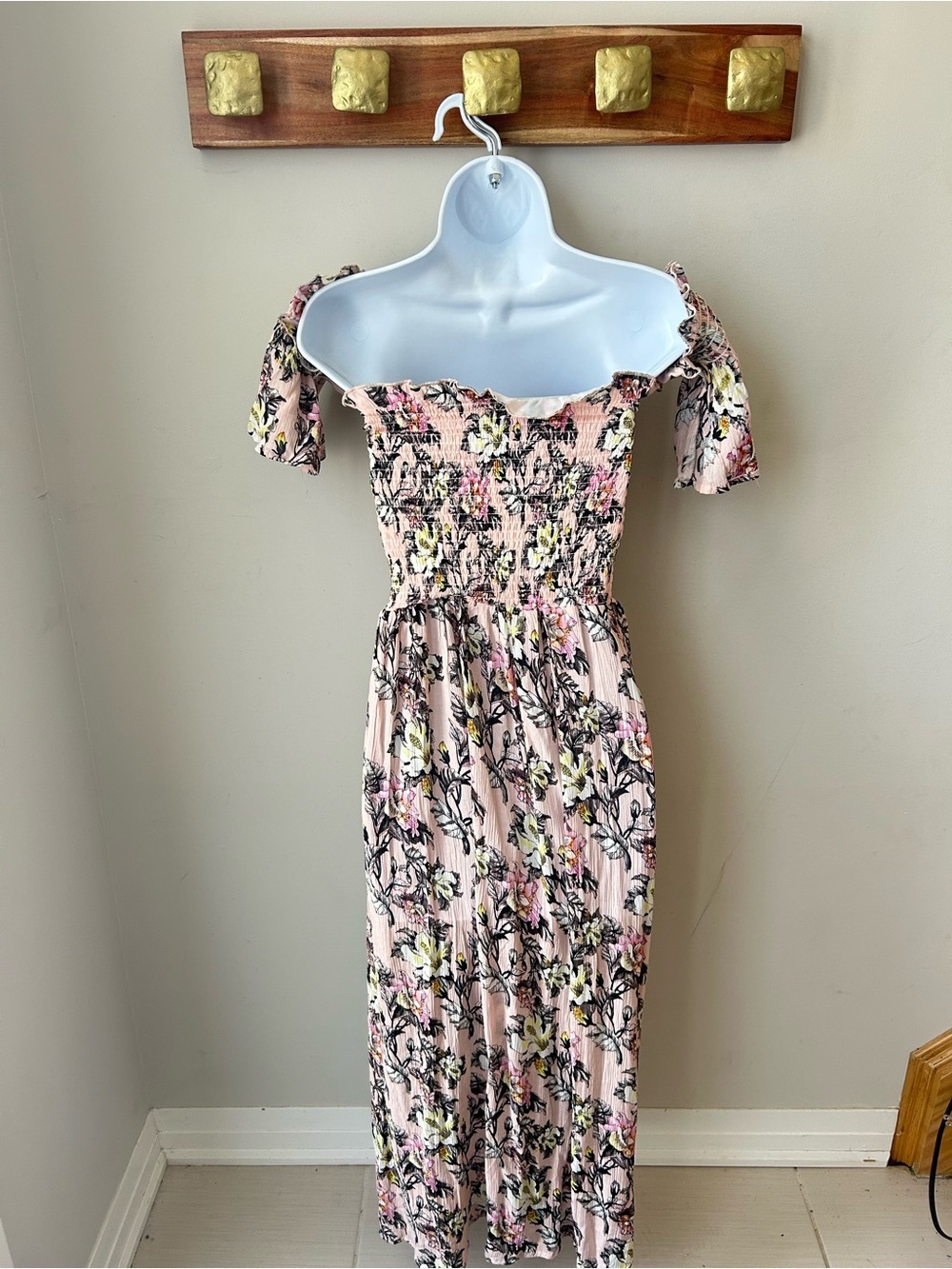 🟢 5 for $25 🟢 Streetwear Society Smocked Off-Shoulder Floral Maxi Fairycore - Picture 9 of 9